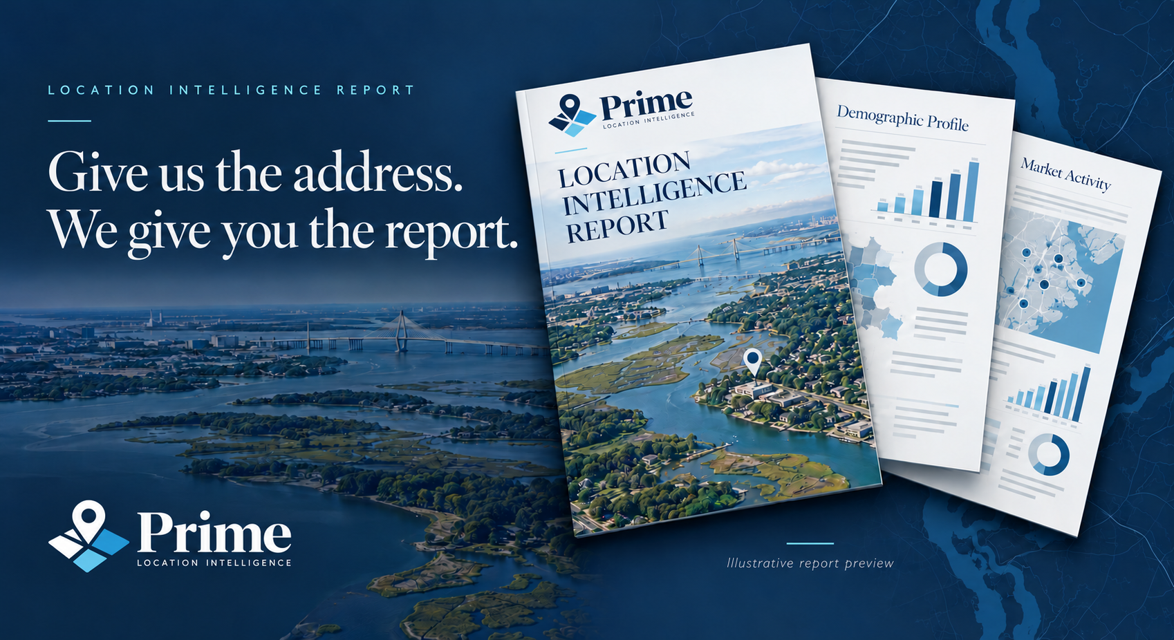 Illustrative report cover and analytical page previews